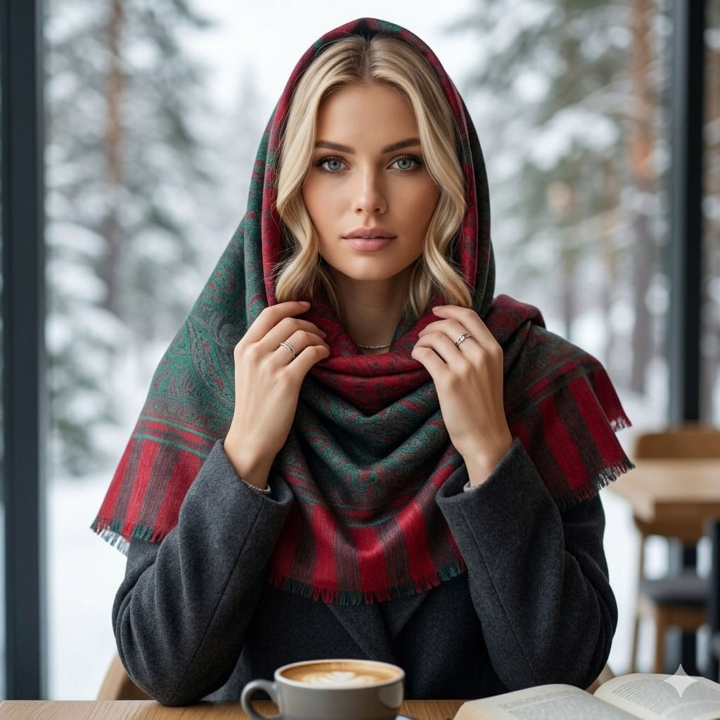 Traditional Indian Maroon Shawl